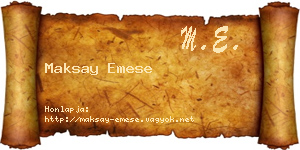 Maksay Emese névjegykártya